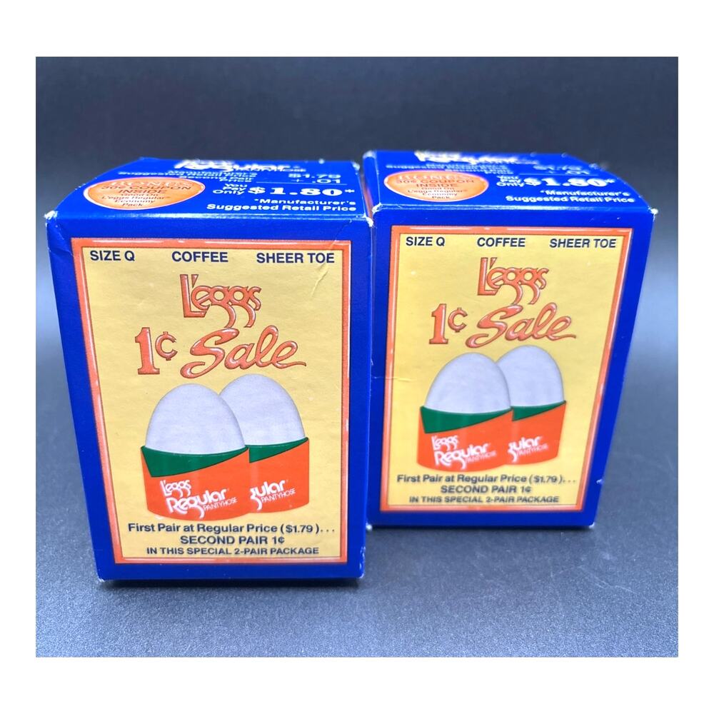 L'eggs Regular Pantyhose Size Q Coffee Sheer Toe Vintage Nylons Two Sealed Boxes